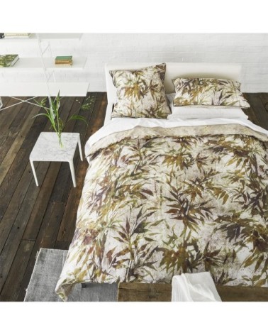 Housse de couette imprimée en percale de coton beige 260x240