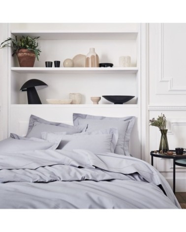Housse de couette unie en percale de coton gris 140x200