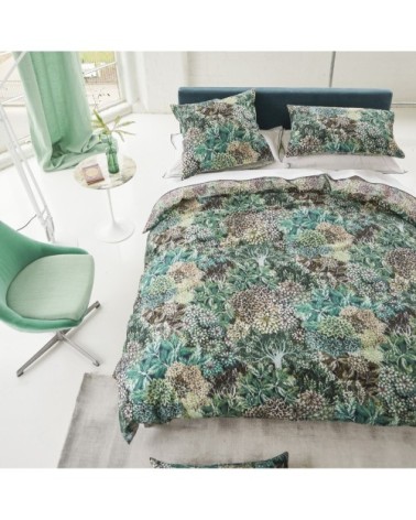Housse de couette imprimée en satin de coton vert 240x220