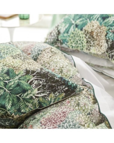 Housse de couette imprimée en satin de coton vert 240x220