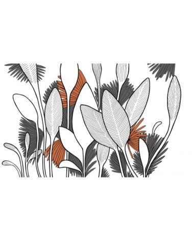 Papier peint panoramique végétal v2 340 x 250  gris