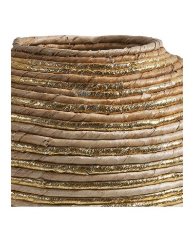 Jarre décorative en abaca - naturel et doré