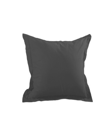 Taie d'oreiller unie en coton anthracite 65 x 65