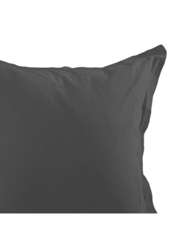 Taie d'oreiller unie en coton anthracite 65 x 65