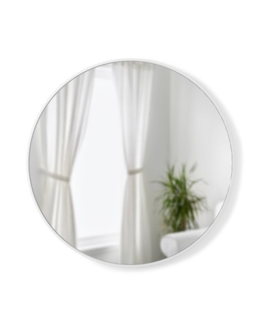 Miroir mural rond contour en caoutchouc blanc, dia. 94cm