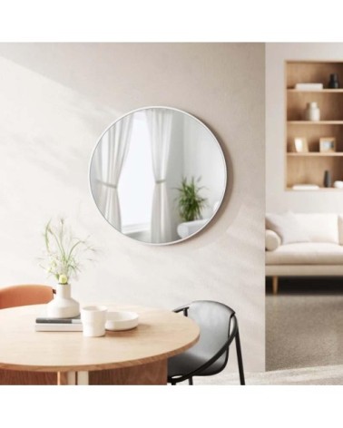 Miroir mural rond contour en caoutchouc blanc, dia. 94cm