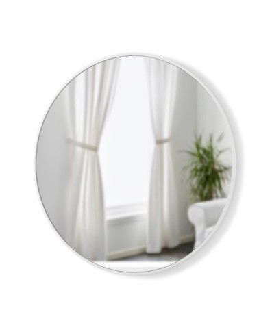 Miroir mural rond contour en caoutchouc blanc, dia. 94cm