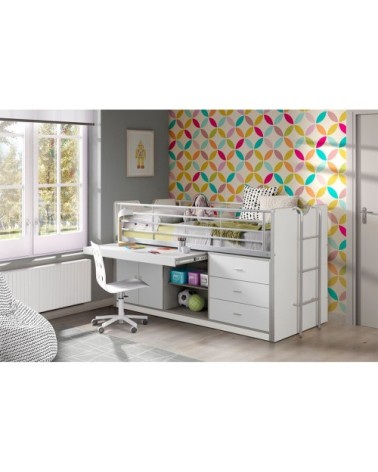 Lit combiné 95 90x200 sommier inclus blanc