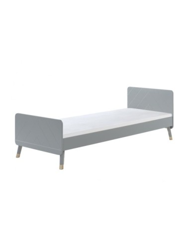 Lit 90x200 sommier inclus gris noir