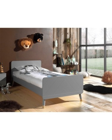 Lit 90x200 sommier inclus gris noir