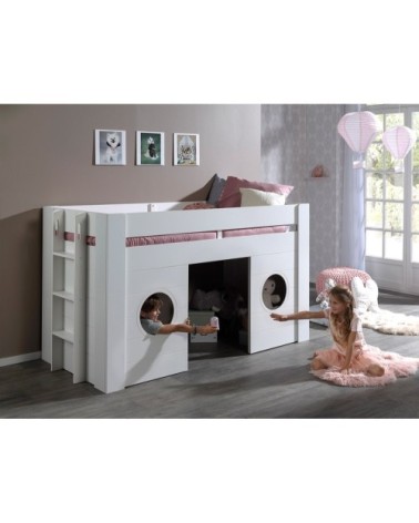 Lit cabane 90x200 sommier inclus blanc