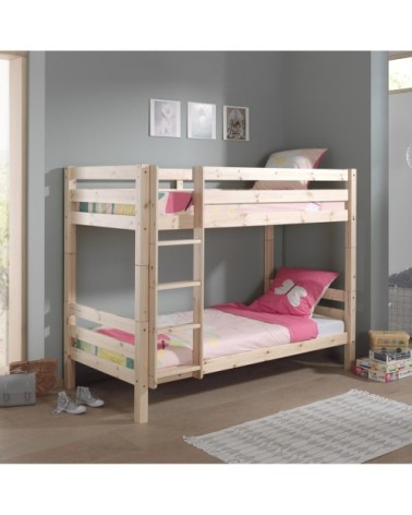 Lit superposé 90x200 hauteur 160 cm sommier inclus naturel