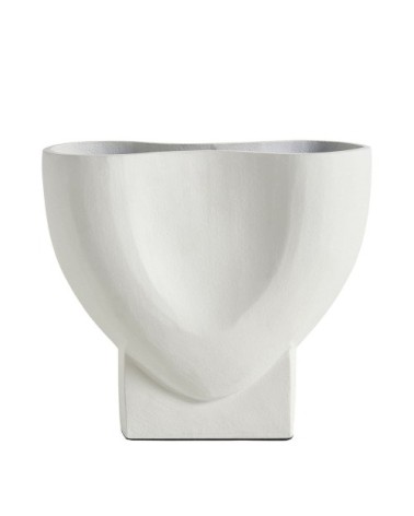 Vase en métal blanc - h. 21 cm