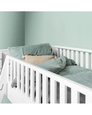 Lit mezzanine 90x200 échelle inclinée blanc