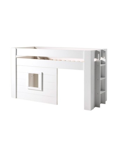 Lit cabane 90x200 sommier inclus blanc