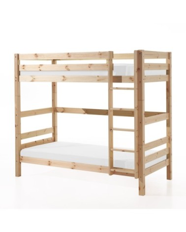 Lit superposé 90x200 hauteur 180 cm sommier inclus naturel