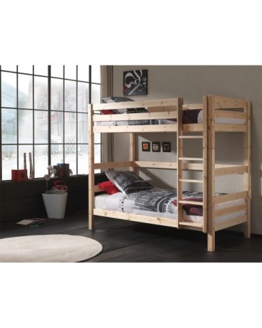 Lit superposé 90x200 hauteur 180 cm sommier inclus naturel