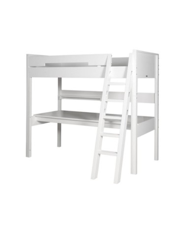 Lit mezzanine xl 90x200 échelle inclinée blanc