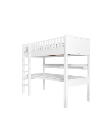 Lit mezzanine xl 90x200 échelle droite blanc