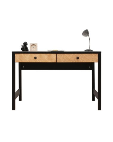 Bureau 2 tiroirs noir naturel naturel