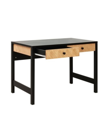 Bureau 2 tiroirs noir naturel naturel