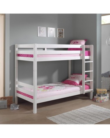 Lit superposé 90x200 hauteur 160 cm sommier inclus blanc