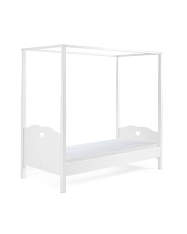 Lit à baldaquin 90x200 sommier inclus blanc