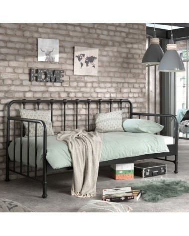 Lit banquette 90x200 sommier inclus noir