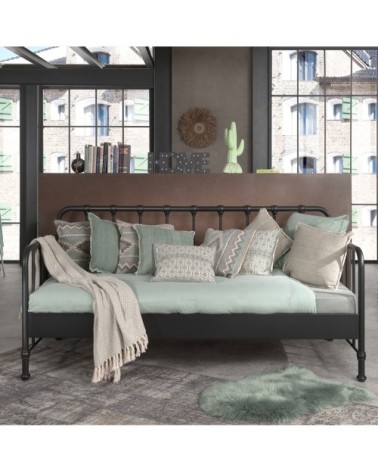 Lit banquette 90x200 sommier inclus noir