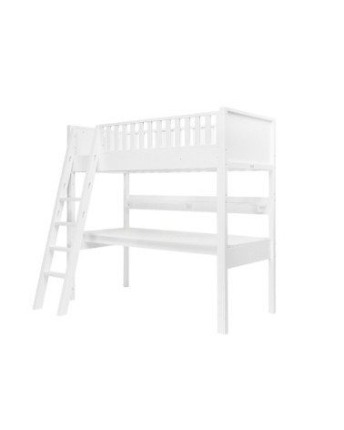 Lit mezzanine xl 90x200 échelle inclinée blanc