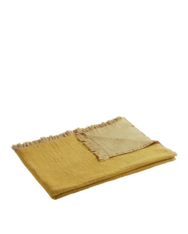 Plaid en coton et fibres de bambou - safran - 130 x 170 cm