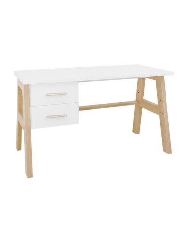 Bureau 2 tiroirs blanc naturel