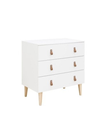 Commode à langer 3 tiroirs blanc naturel naturel