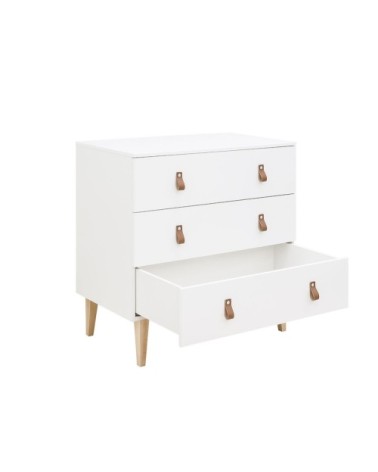 Commode à langer 3 tiroirs blanc naturel naturel