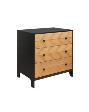 Commode à langer 3 tiroirs noir naturel naturel