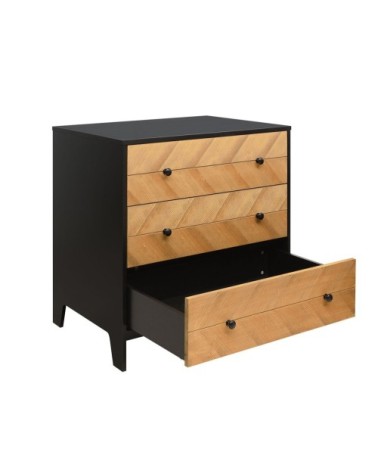 Commode à langer 3 tiroirs noir naturel naturel