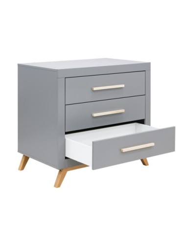 Commode 3 tiroirs gris naturel naturel