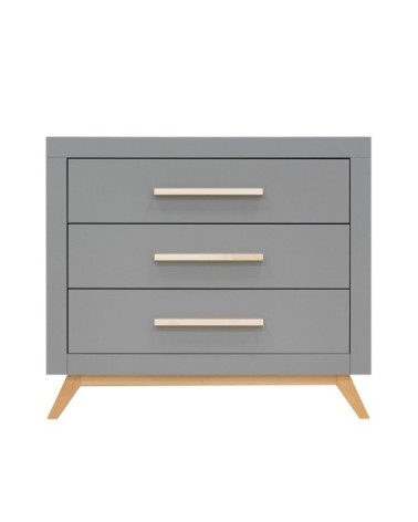 Commode 3 tiroirs gris naturel naturel