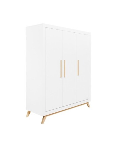 Armoire 3 portes blanc naturel naturel