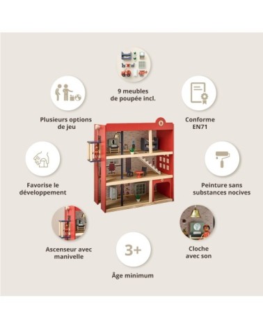 Caserne de pompier en panneau de particules rouge