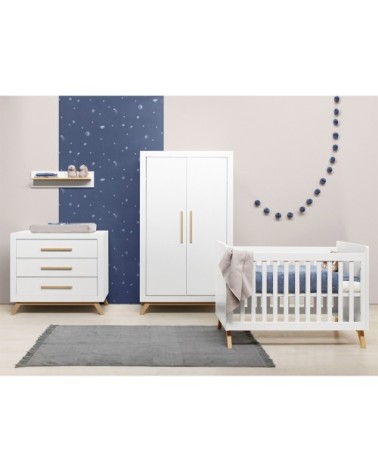 Armoire 3 portes blanc naturel naturel