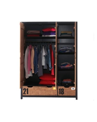 Armoire 3 portes noir naturel