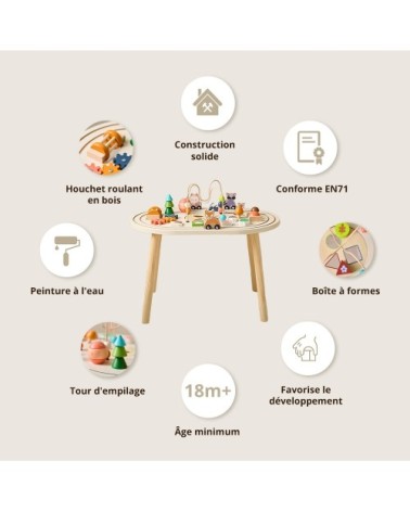 Table d'activité en bois marron