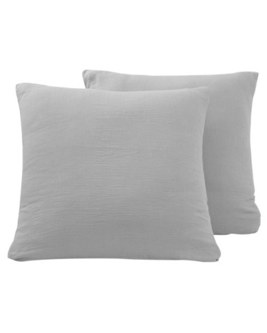 Lot de 2 taies en gaze de coton  gris perle 65x65 cm