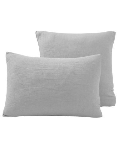 Lot de 2 taies en gaze de coton  gris perle 65x65 cm