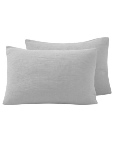 Lot de 2 taies en gaze de coton  gris perle 50x70 cm