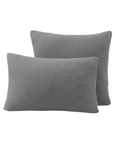 Lot de 2 taies en gaze de coton  carbone 50x70 cm