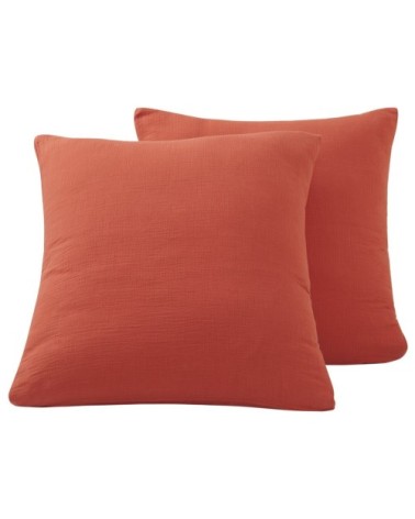 Lot de 2 taies en gaze de coton  terracota 65x65 cm