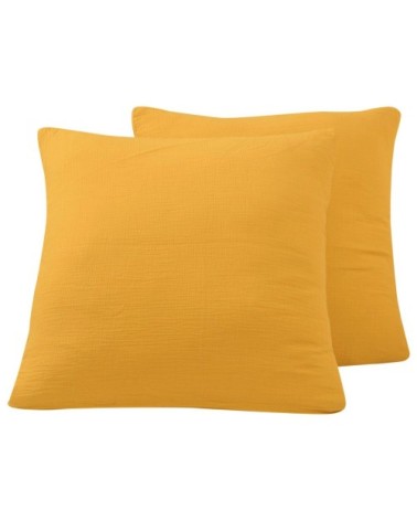 Lot de 2 taies en gaze de coton  miel 65x65 cm