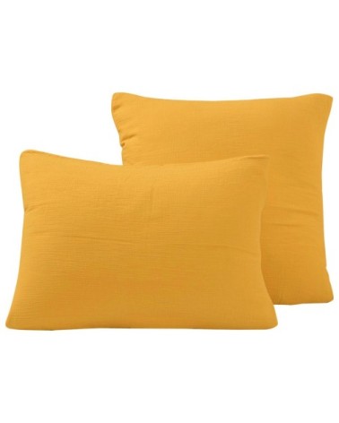 Lot de 2 taies en gaze de coton  miel 65x65 cm